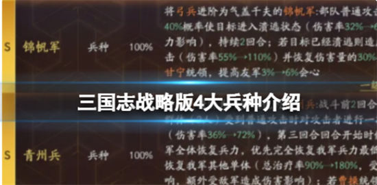 三国志战略版4大兵种介绍 